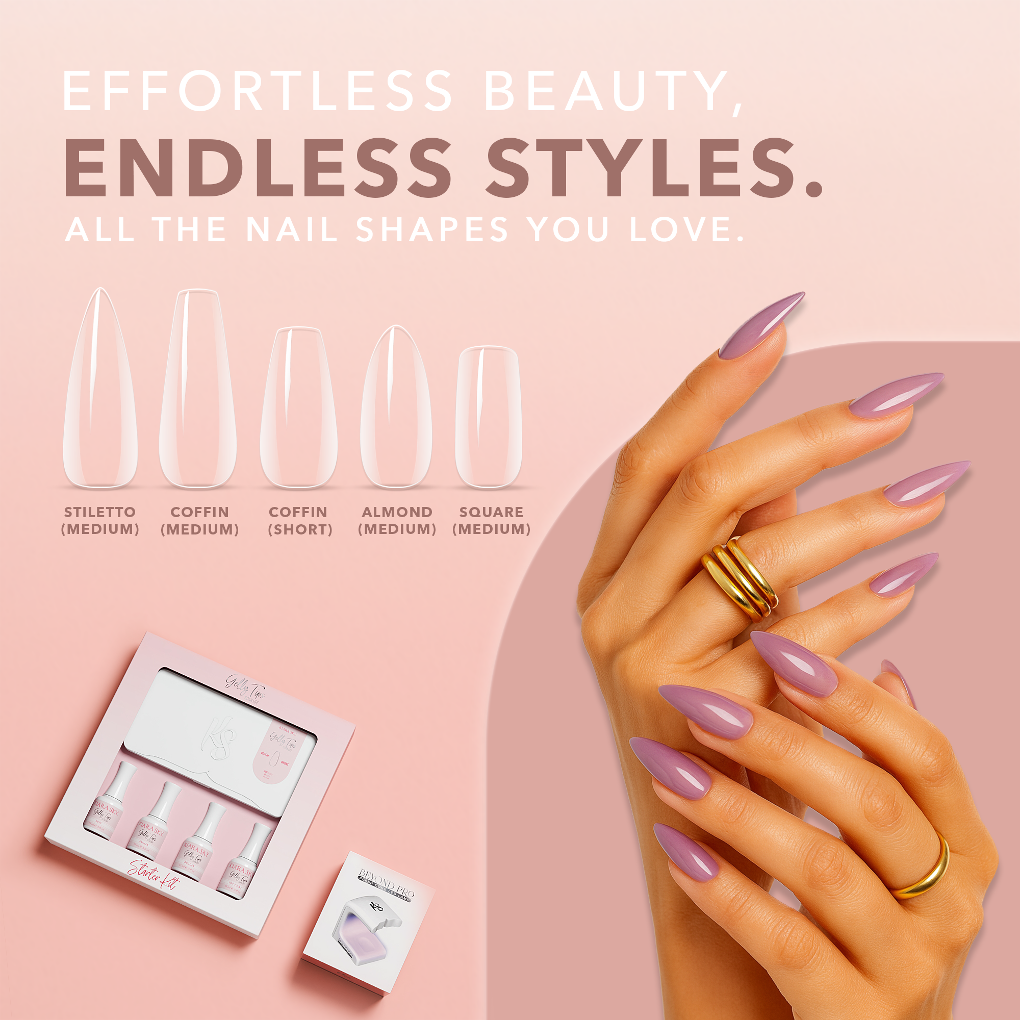 GELLY TIPS STARTER KIT - Stiletto Short